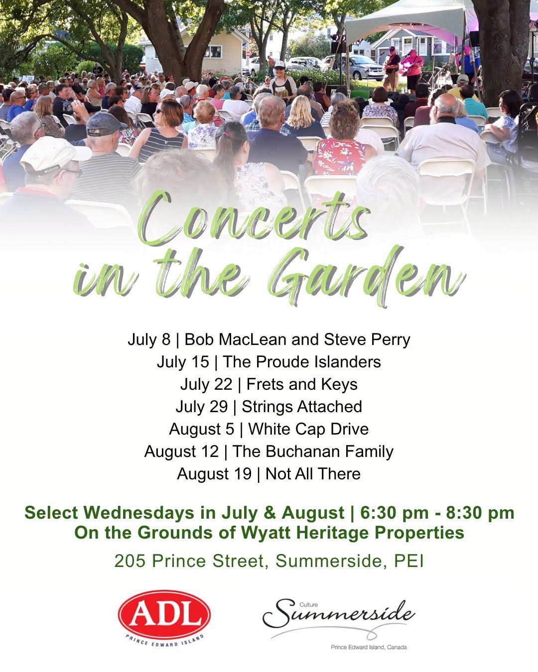 Concert in the Gardens Poster with dates